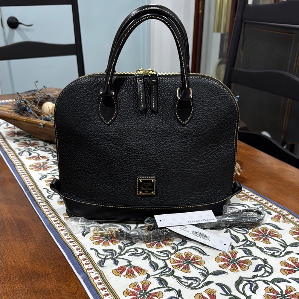 Dooney & Bourke Black/Black Pebbled Leather Satchel